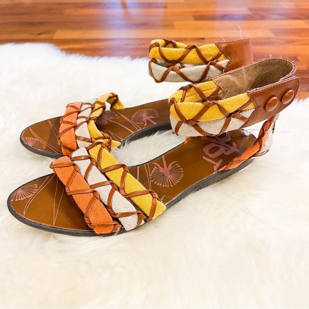 🍋 OTBT • Women’s Fellsmere Tri-Color Gladiator Leather Sandals Size 6.5 - Picture 2 of 7